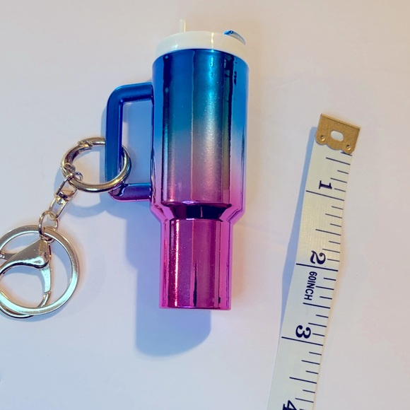 Handbags - Gradient Blue and Pink Lipstick Keychain Accessory